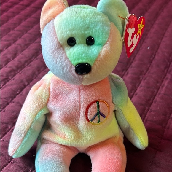 Ty Other - Ty Multicolor Peace Bear Plush! Peace!